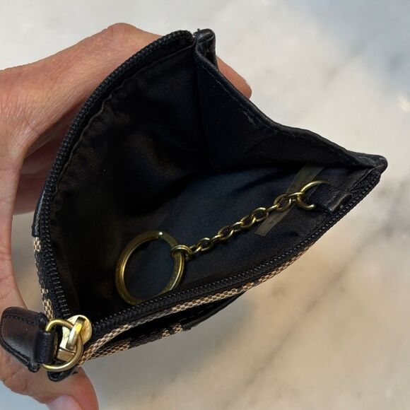 Coach  North South Leather Striped Cardholder Keychain - Picture 12 of 15